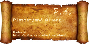 Platzerjanó Albert névjegykártya
